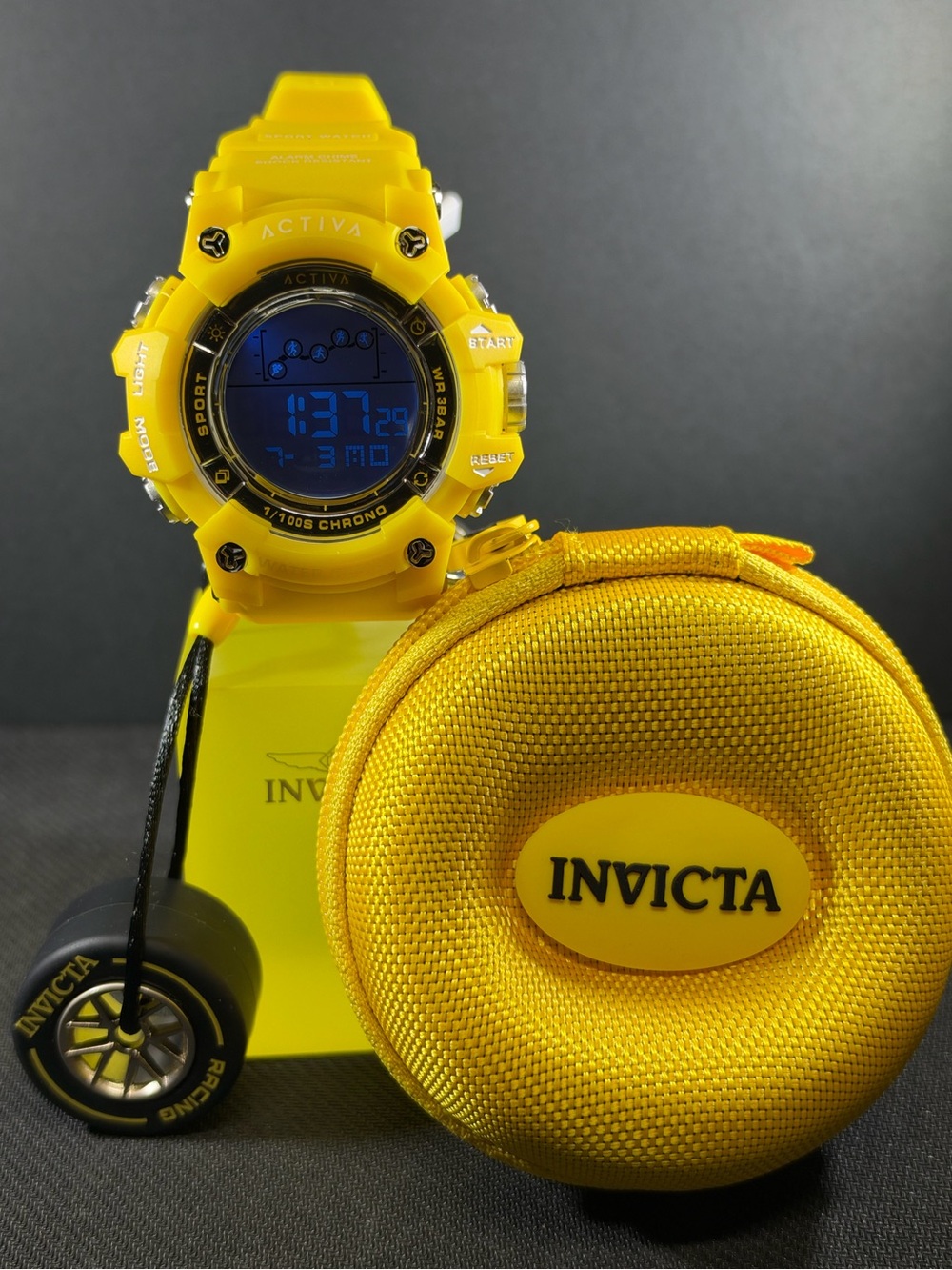 Invicta Activa Rally Edition ACW-GA-M-100 Digital Watch 50mm Yellow + Case